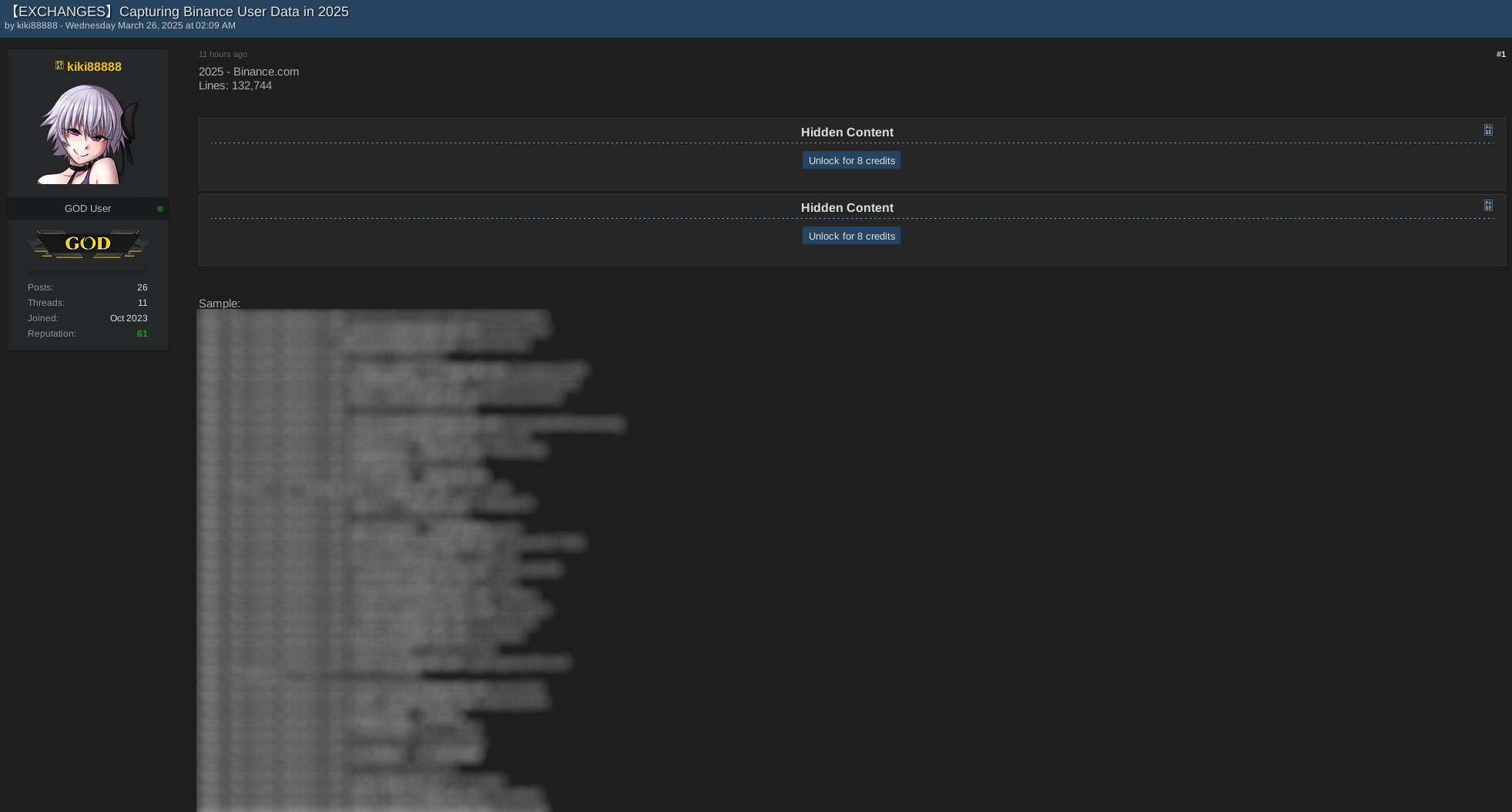 Threat Actor Selling Binance Users' Data.