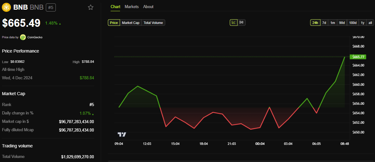 BNB price performance