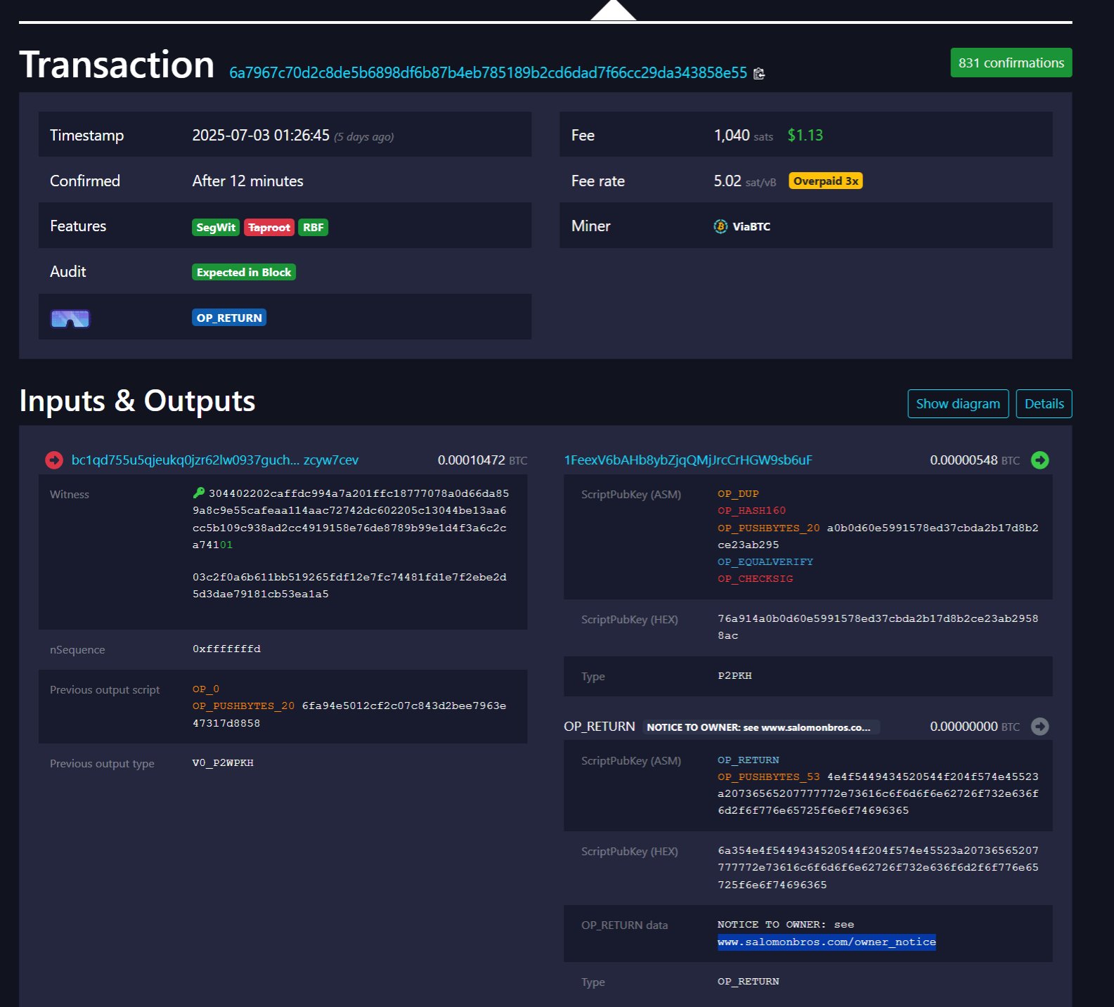 Transactions with an OP_Return output
